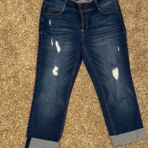 Walflower boyfriend cropped jeans size 13 rips